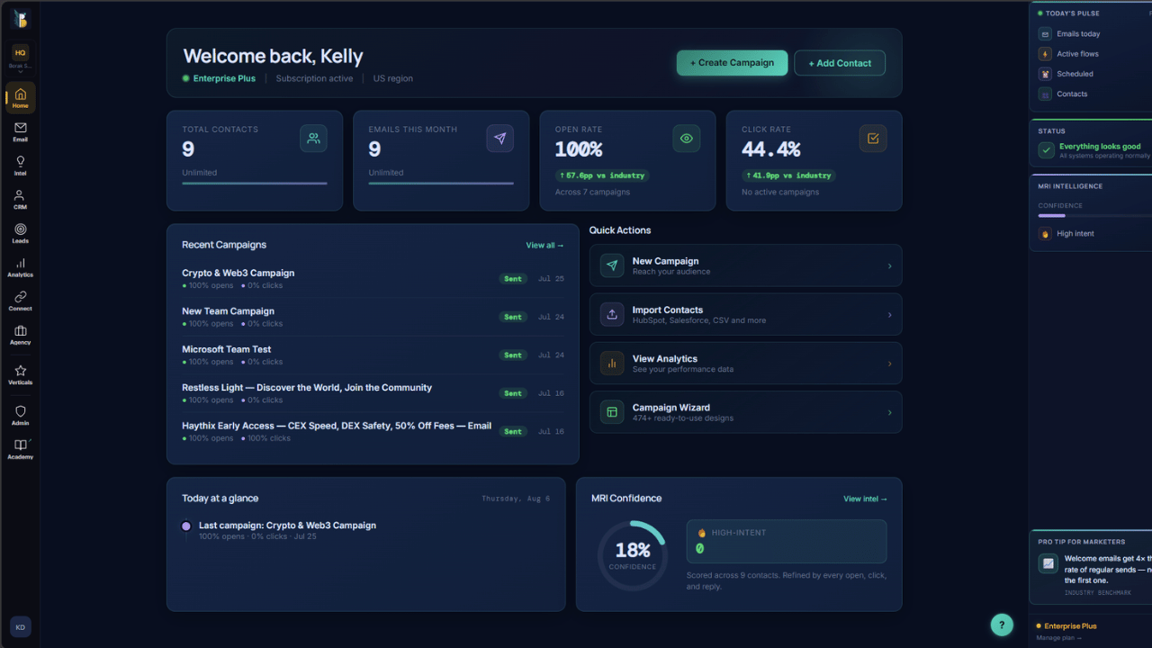 BorakDesk main dashboard